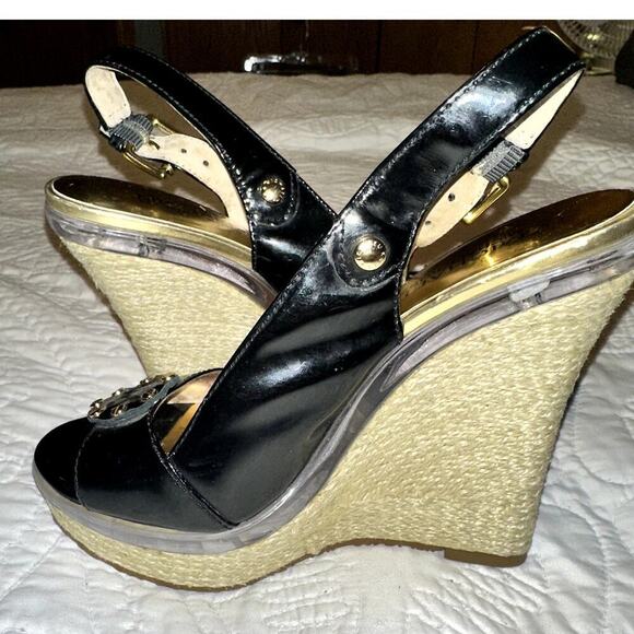 Michael Kors black wedge sandals size 6 M - Picture 7 of 9